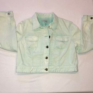 Iced Mint Chico’s Platinum Jean Jacket Size 1